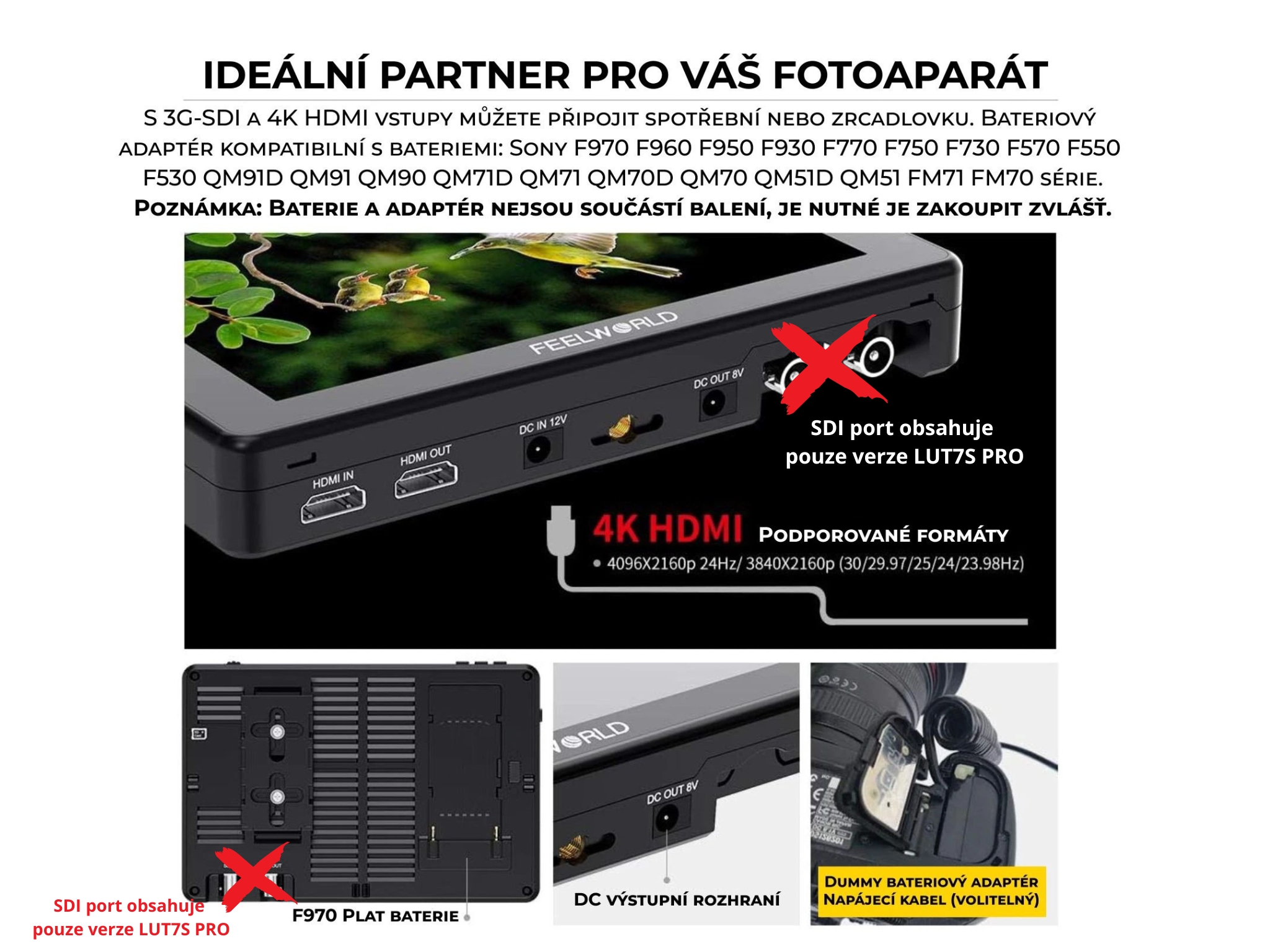 SDI port obsahuje pouze verze LUT7S PRO